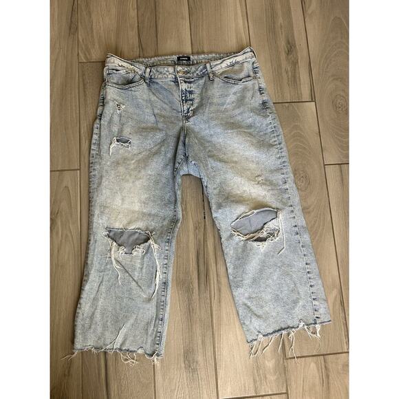 Express Jeans Womens 14R Light Wash High Rise 90s Ankle Boot Distressed Denim JW - Picture 1 of 4